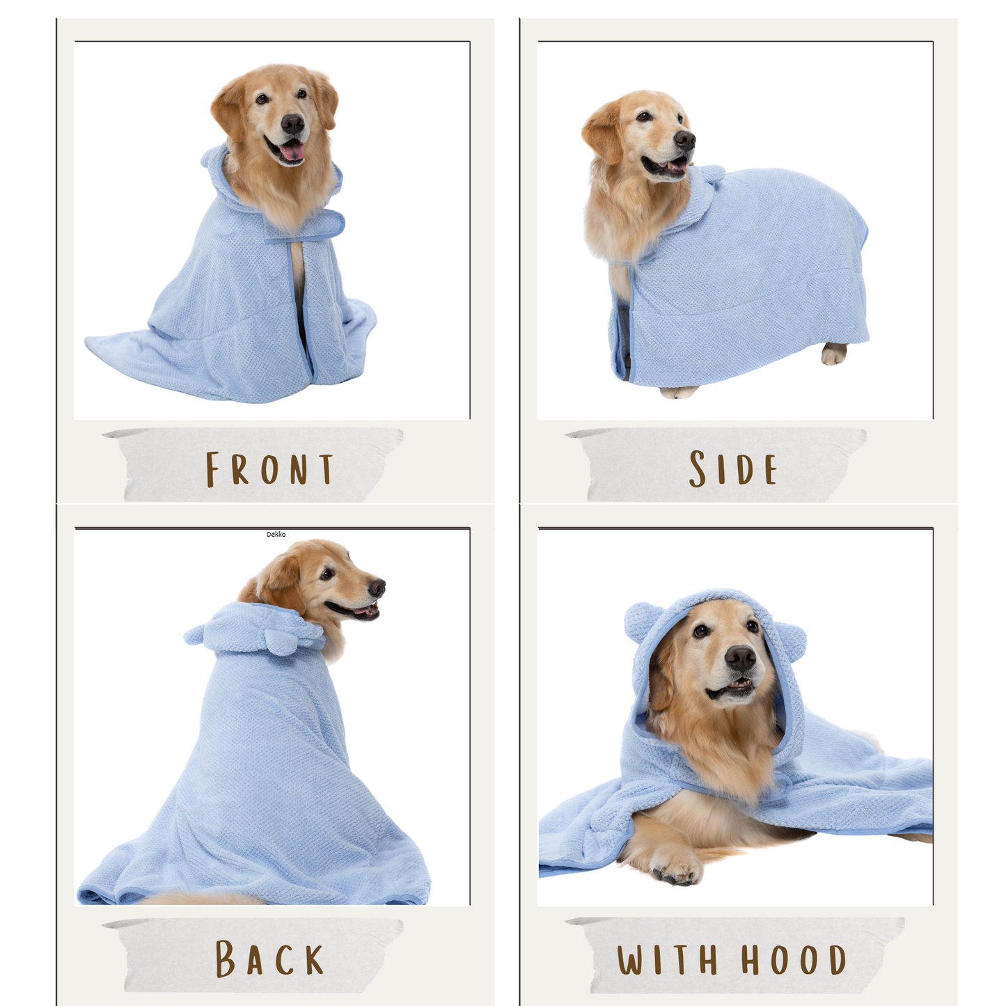 Dog Bathrobe Hooded Towel with Waistband (Baby Blue)