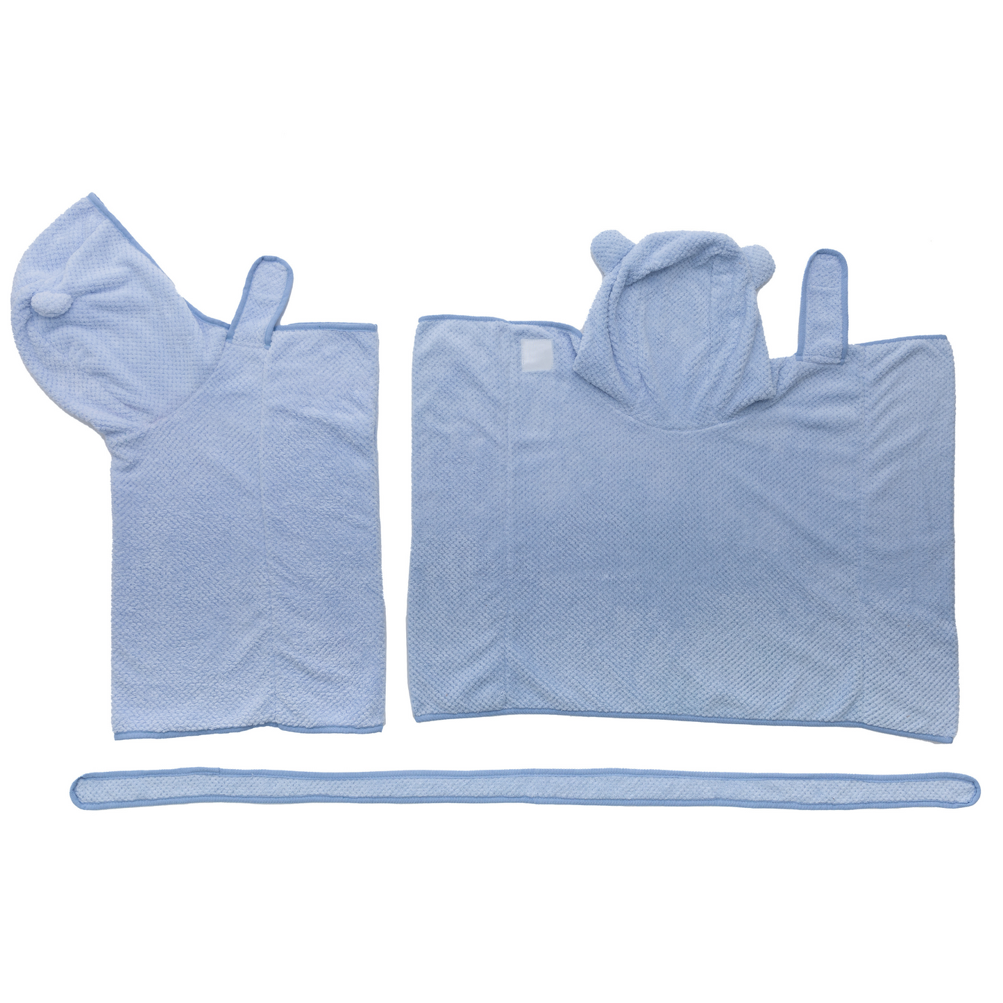 Dog Bathrobe Hooded Towel with Waistband (Baby Blue)