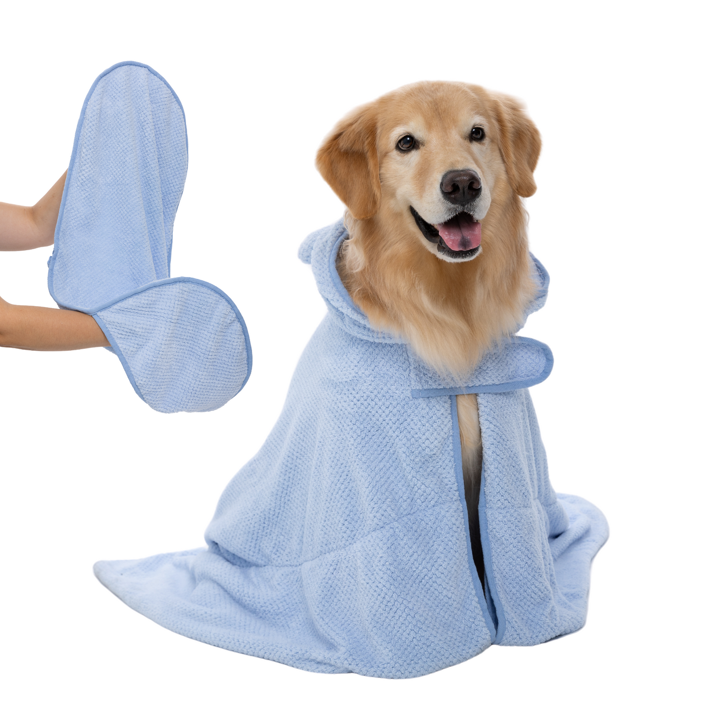 Dog Bathrobe and Drying Towel Bundle Set (Baby Blue)