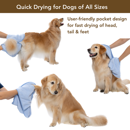 Dog Drying Towel with Hand Pockets (Baby Blue)