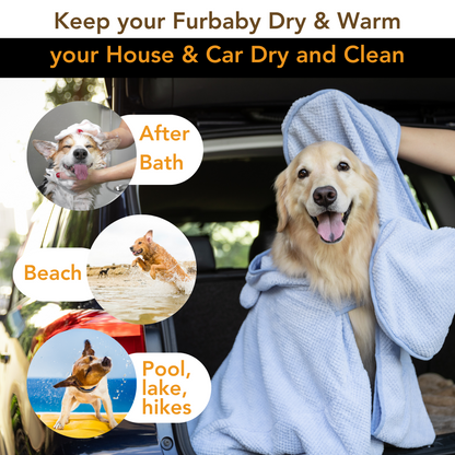 Dog Drying Towel with Hand Pockets (Baby Blue)